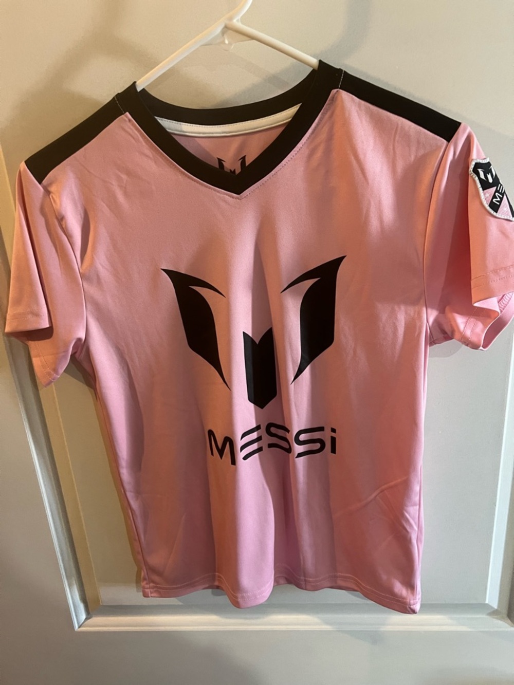 Kids' Messi Short Sleeve Pink Soccer Tee